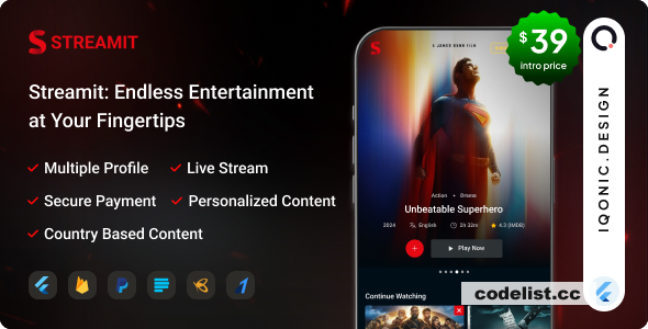 Streamit – OTT Streaming Flutter App (Add-on) v1.6.0