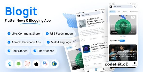 Blogit News App v2.5 – Flutter News App and Website Complete Solution